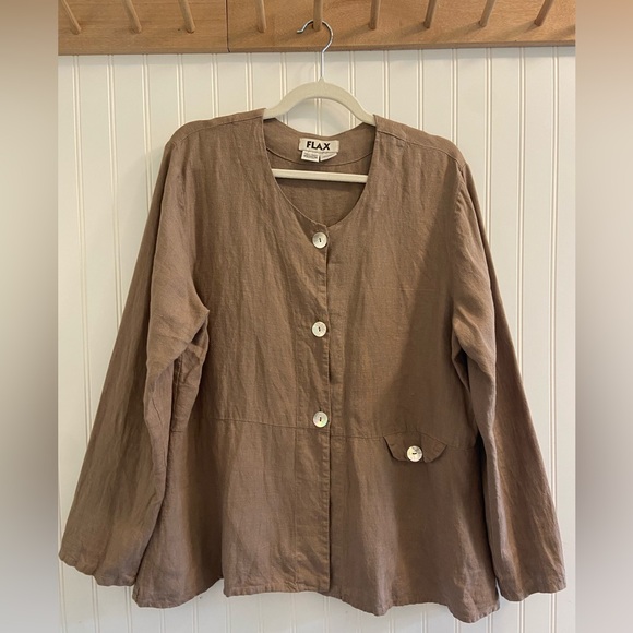 Flax Jackets & Blazers - Flax Linen Jacket light brown size Medium